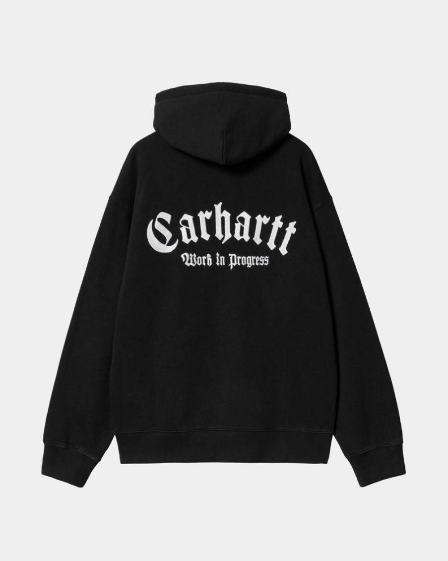 Maend Carhartt WIP | Onyx Script Sweatshirt Med Haette | Sort