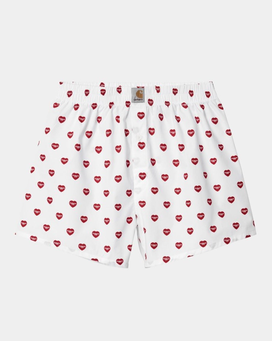 Maend Carhartt WIP | Bomuld Boxer | Hvidt Hjerte Print