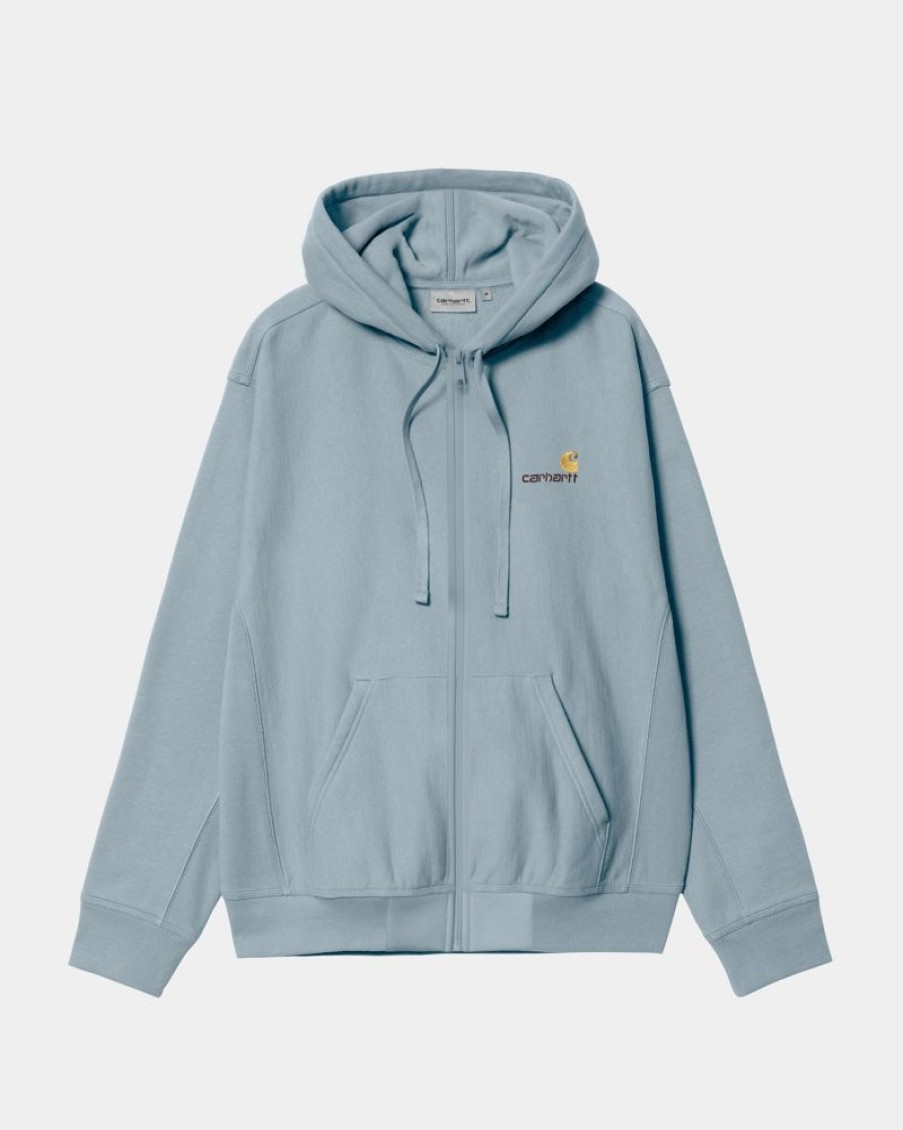 Maend Carhartt WIP | American Script-Jakke Med Haette | Frostet Bla