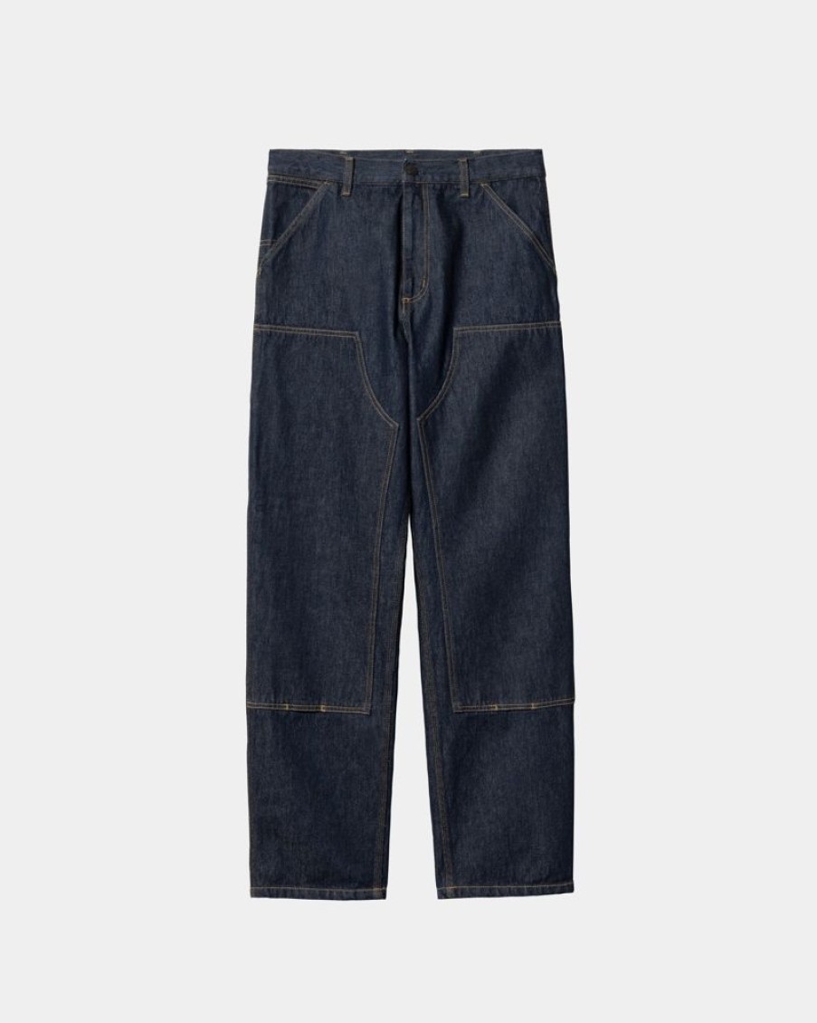 Maend Carhartt WIP | Dobbelt Knaebukser - Denim | Bla (Skyllet)