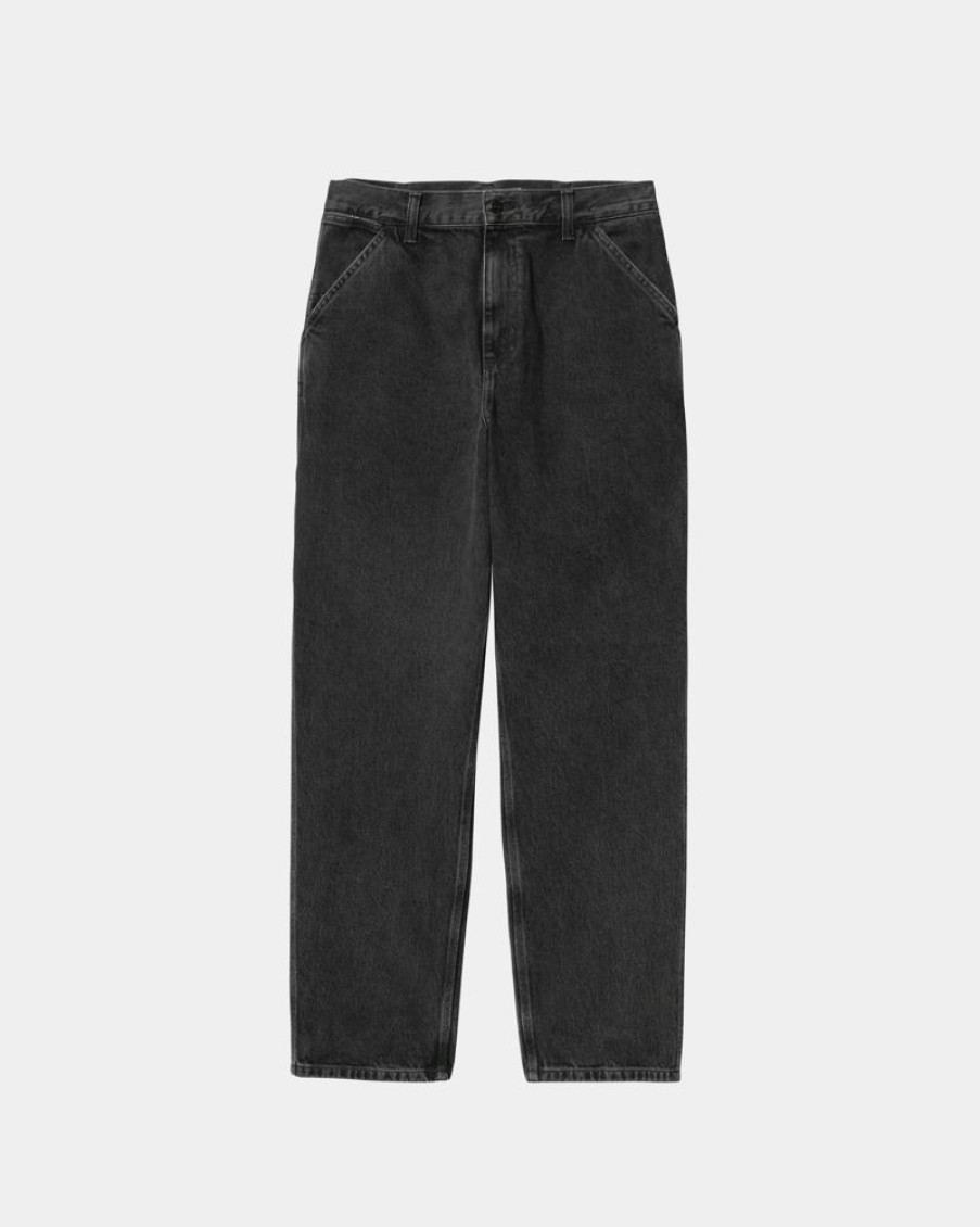 Maend Carhartt WIP | Single Knee Pant - Denim | Sort (Stenvasket)