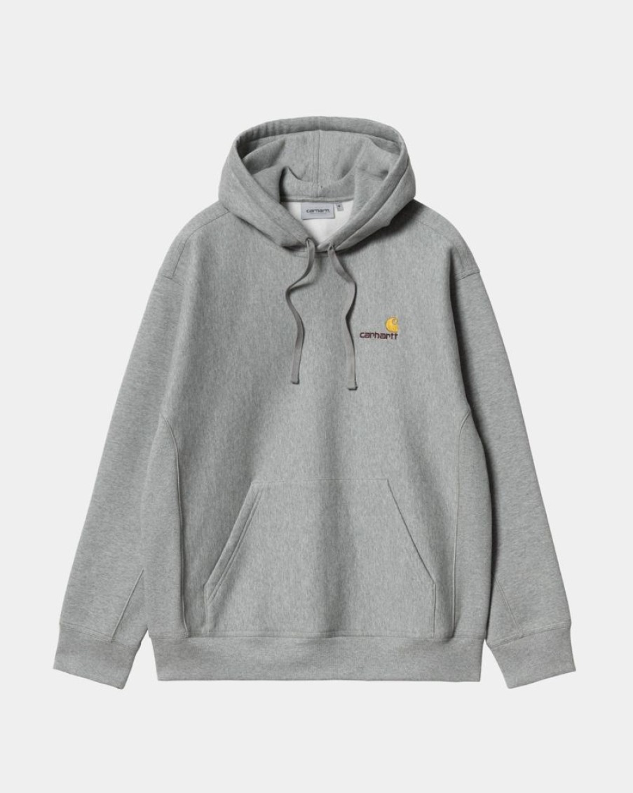 Maend Carhartt WIP | American Script Sweatshirt Med Haette | Gra Lyng