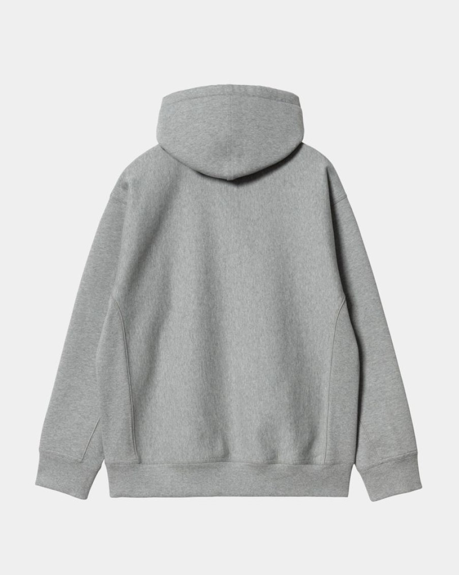 Maend Carhartt WIP | American Script Sweatshirt Med Haette | Gra Lyng