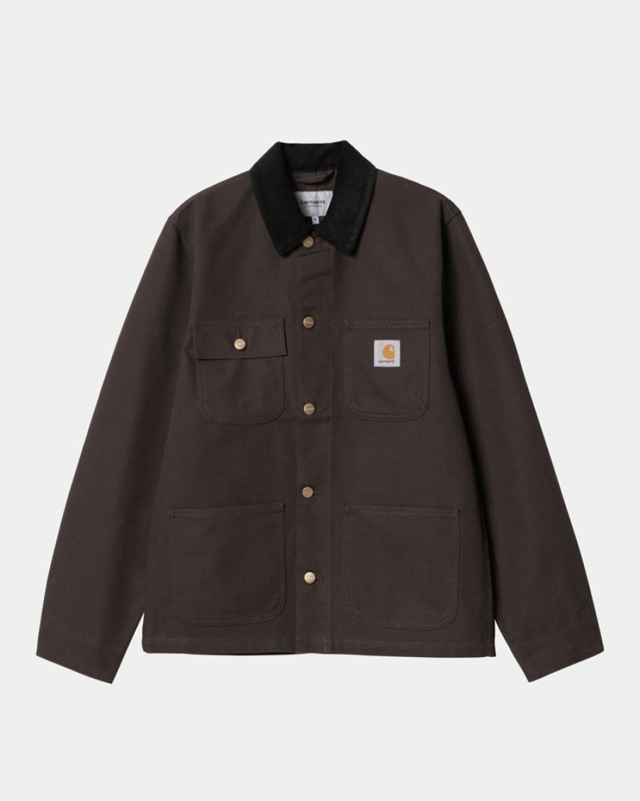 Maend Carhartt WIP | Michigan Chore Coat (Forar) | Tobak/Sort (Stiv)