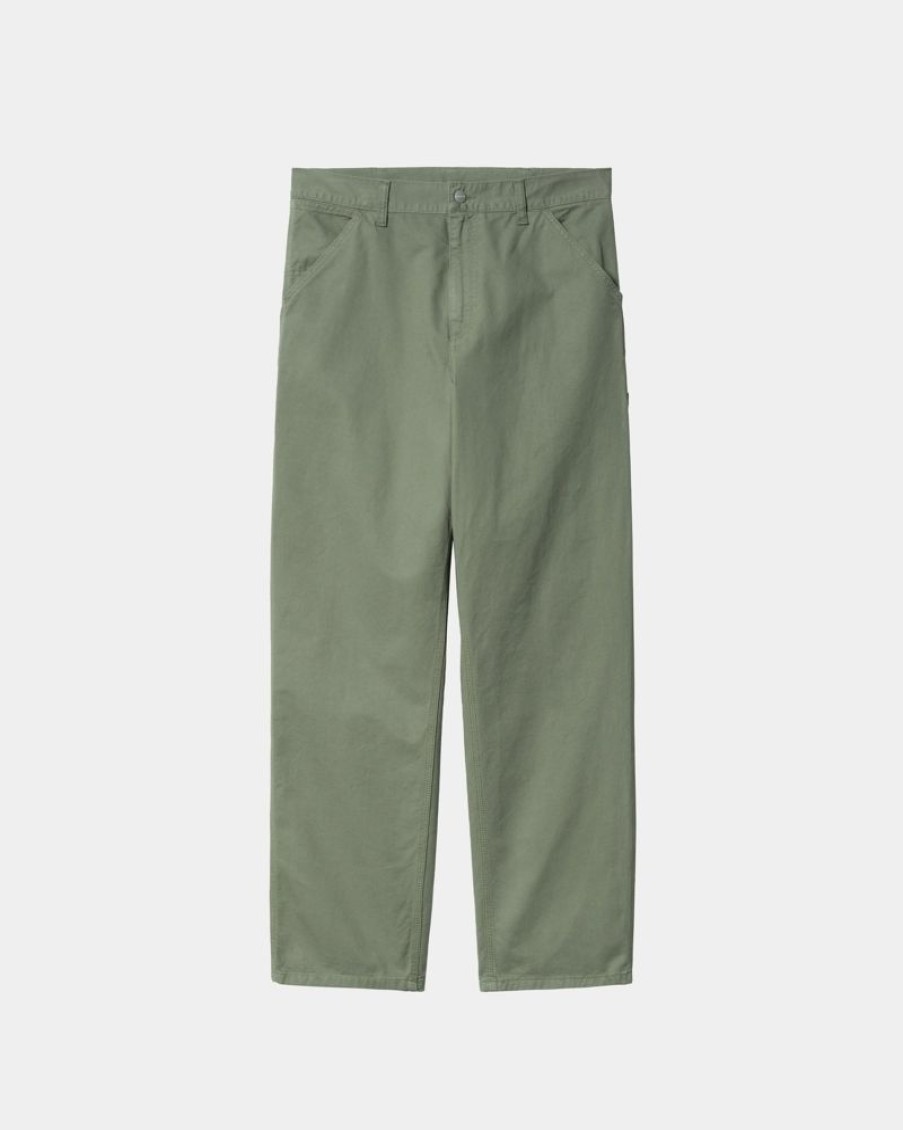 Maend Carhartt WIP | Single Knee Pant - Drill | Park (Beklaedningsgenstand Farvet)