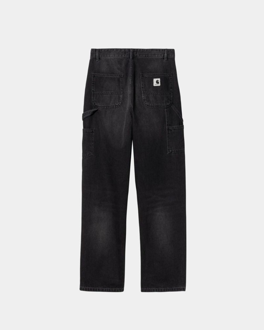 Kvinder Carhartt WIP | Pierce Pant Straight - Denim | Sort (Mork Brugt Vask)