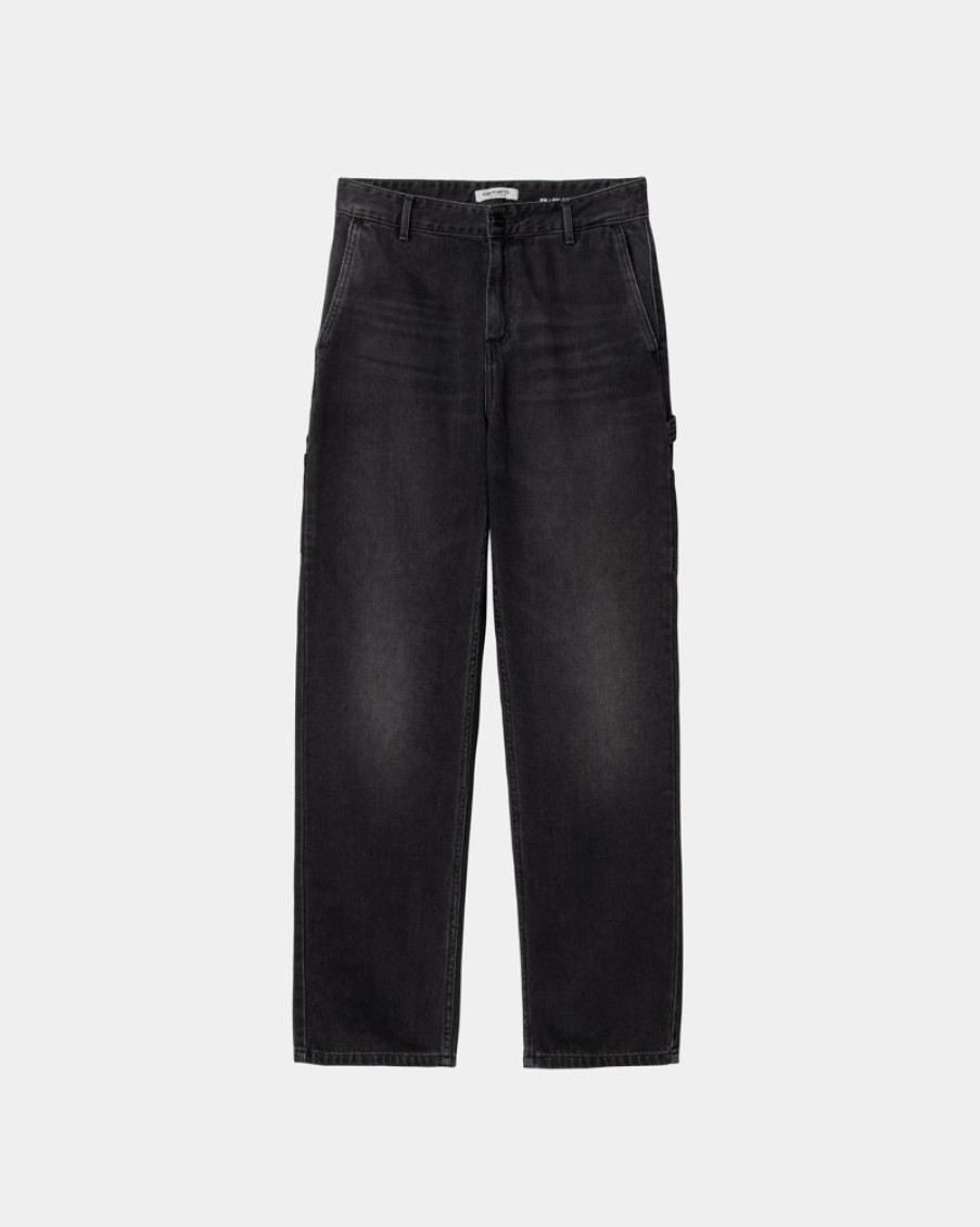 Kvinder Carhartt WIP | Pierce Pant Straight - Denim | Sort (Mork Brugt Vask)