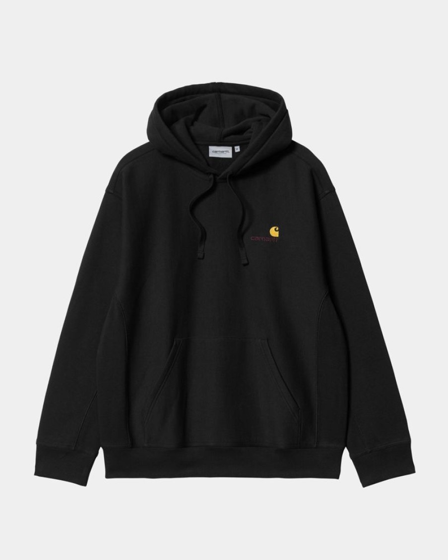 Maend Carhartt WIP | American Script Sweatshirt Med Haette | Sort